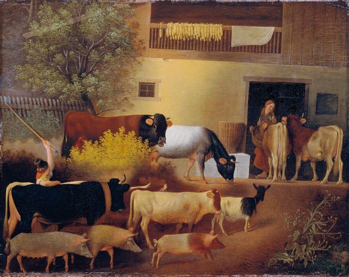 Michael Neder, Heimkehr der Herde, 1844, Öl auf Holz, 41,5 x 52 cm © Belvedere, Wien.