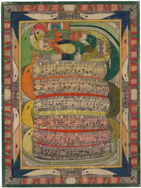 Adolf Wölfli, Symbole und Partitur, 1921, Grafitstift und Farbstift auf Papier (Foto: Marie Humair, AN, Collection de l’Art Brut, Lausanne)