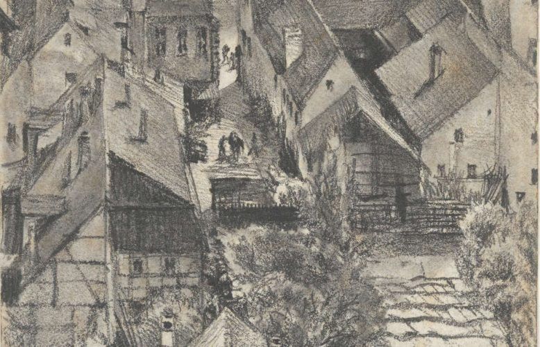 Adolph Menzel (1815–1905), Blick über die Dächer von Schandau, Detail, 1880, Grafit auf Papier, 210 x 130 mm (© Privatsammlung in der Hamburger Kunsthalle, Foto: Christoph Irrgang)