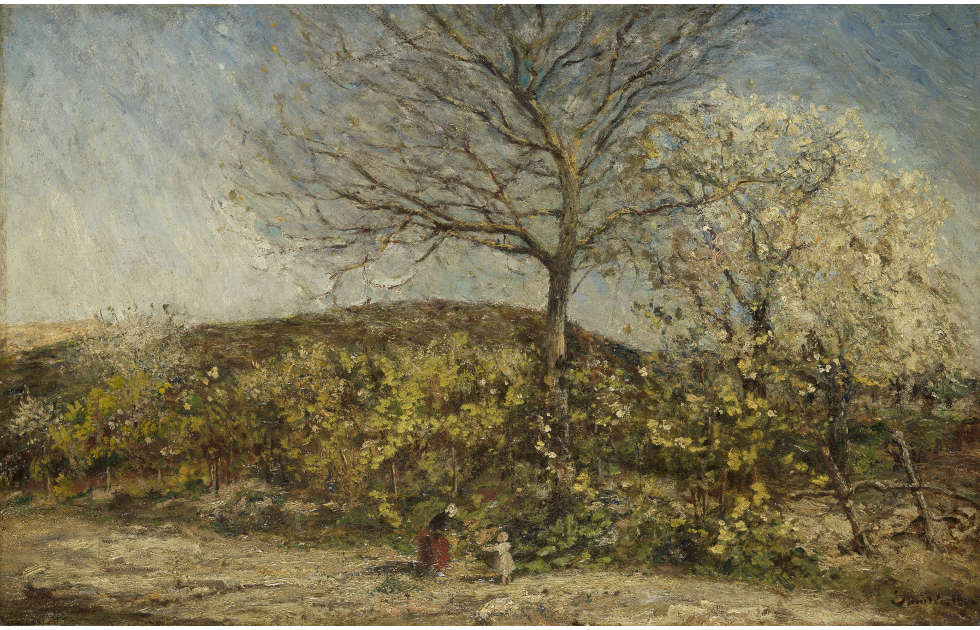 Adolphe Monticelli, Landschaft mit blühendem Obstgarten, 1870–1886, Öl/Holz, 44.2 × w 68.8 cm (Rijksmuseum, Amsterdam, Inv.-Nr. SK-A-3096)