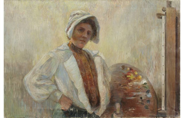 Agathe Schwabenau, Selbsporträt mit Farbpalette, 1905 (Privatsammlung Tübingen)