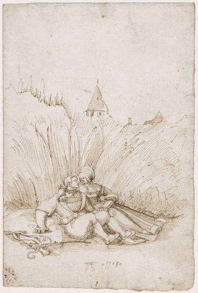 Albrecht Altdorfer, Liebespaar in einem Weizenfeld, 1508, Feder und braune Tinte, 22,1 x 14,9 cm (Basel, Kunstmuseum, Kupferstichkabinett © Kunstmuseum Basel, Martin P. Bühler)