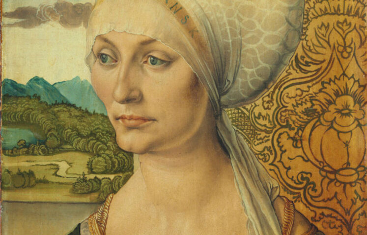 Albrecht Dürer, Elsbeth Tucher, Detail, 1499, Öl auf Lindenholz, 29,1 x 23,3 cm (Gemäldegalerie Alte Meister, Kassel)