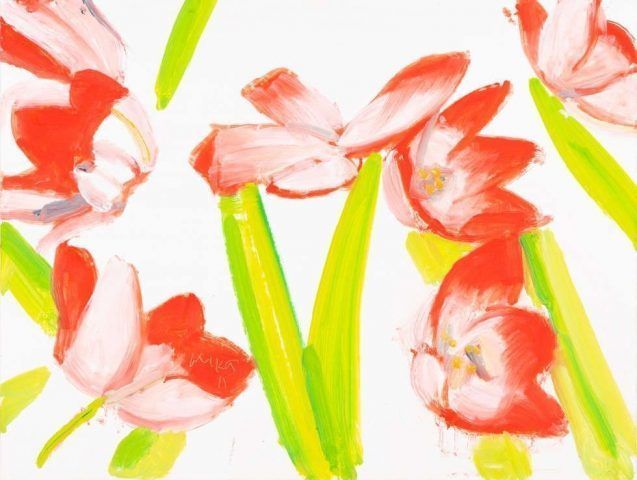 Alex Katz, Flowers 3, 2011, Öl/Hartfaserplatte, 23 x 30,05 cm (Privatsammlung, Foto: Andreas Pauly © Alex Katz, VG Bild-Kunst, Bonn 2018)