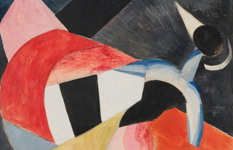 Alexandra Exter, Skizze für das Theaterstück "Salome", Detail, 1917, 52 × 35 cm, Gouache auf Papier (ALBERTINA, Wien – Privatsammlung)