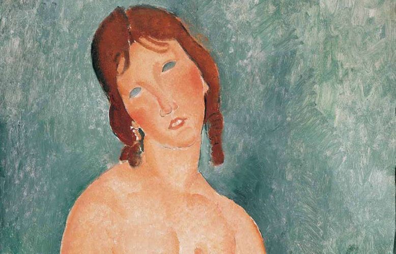Amedeo Modigliani, Junge Frau in Hemd, Detail, 1918 (Albertina, Wien, Sammlung Batliner)