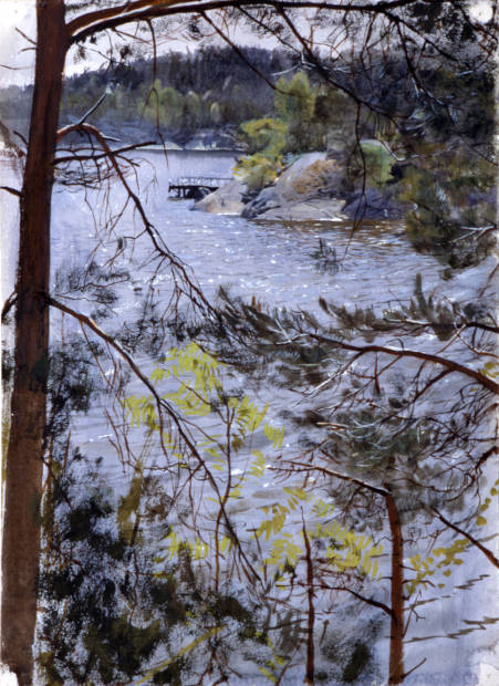 Anders Zorn, Die Kirchenbucht bei Lidingö, 1883, Aquarell und Goache, 35,4 x 25,2 cm (Zornmuseet, Mora © Zornmuseet, Mora)
