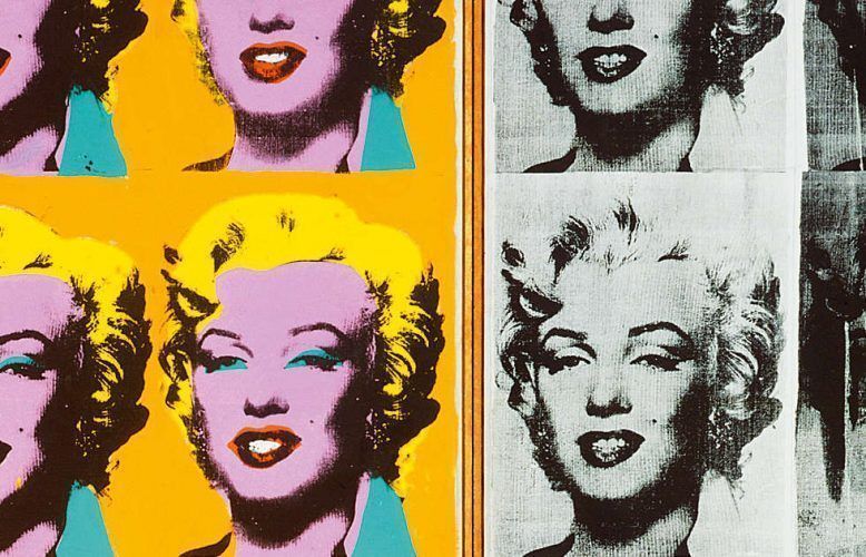 Andy Warhol, Marilyn Diptych, Detail, 1962, Acryl, Siebdruck, Graphit/Lw, zweiteilig, 205.4 x 289.6 cm gesamt (Tate, London; purchase 1980 © The Andy Warhol Foundation for the Visual Arts, Inc. / Artists Rights Society (ARS) New York)