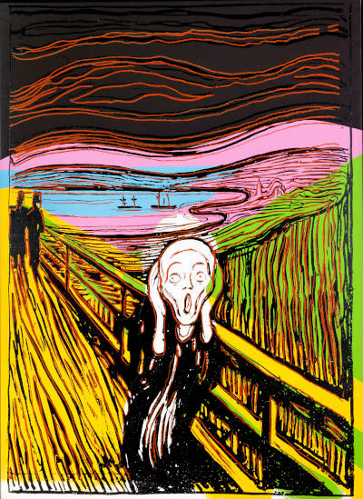 Andy Warhol, The Scream (after Munch), 1984, Siebdruck und Polymerfarbe auf Leinwand (The Savings Bank Foundation DNB / Deposited at Haugar Art Museum, Foto: Michal Tomaszewicz © 2025 The Andy Warhol Foundation for the Visual Arts, Inc. / Licensed by Artists Rights Society (ARS), New York)