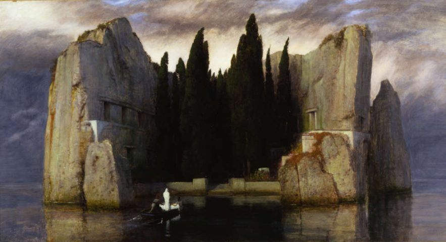 Arnold Böcklin, Die Toteninsel, 1883, Öl auf Holz, 80 x 150 cm (Staatliche Museen zu Berlin, Nationalgalerie, © Staatliche Museen zu Berlin, Nationalgalerie / Andres Kilger)