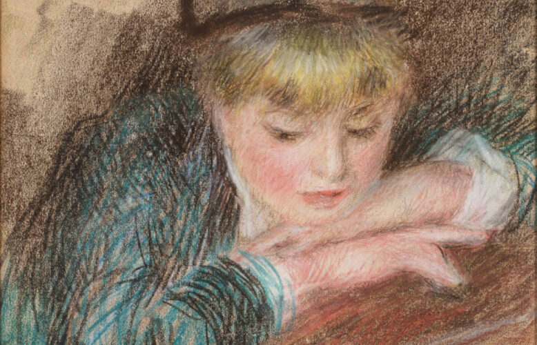 Auguste Renoir, Junge Frau lehnt sich über einen Balkon, auch bekannt als La Loge, Detail, 1879 (© 2025 Fondation Bemberg / Mathieu Lombard)