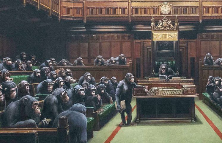 Banksy, Devolved Parliament, Detail, 2009 (Privatsammlung, © Banksy)