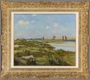 Frédéric Bazille, Die Stadtmauer von Aigues-Mortes, 1867, Öl auf Leinwand, 46 x 75,5 cm (Musée Fabre, Montpellier Méditerranée Métropole, achat de la Ville, 1956 Montpellier, Musée Fabre, Montpellier Méditerranée Métropole © Cliché Frédéric Jaulmes)