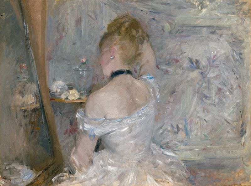 Berthe Morisot, Femme à sa toilette [Frau bei der Toilette], um 1875, Öl auf Leinwand, 60.3 x 80.4 cm (The Art Institute of Chicago, Stickney Fund, 1924.127)