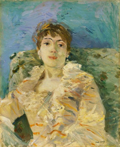 Berthe Morisot, Junge Frau auf dem Sofa [Jeune Femme au Divan], 1885, Öl/Lw, 61 x 50.2 cm (Tate, London; Bequeathed by the Hon. Mrs A.E. Pleydell-Bouverie through the Friends of the Tate Gallery 1968, Photo ©Tate)