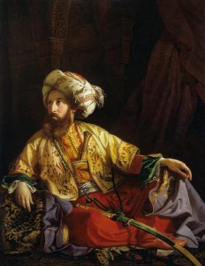 József Borsos, Der Emir vom Libanon (Porträt von Edmund Graf Zichy), 1843, Öl auf Leinwand 154 × 119 cm (© Szépművészeti Múzeum/ Museum of Fine Arts, Budapest, 2016, Foto: © Tibor Mester)