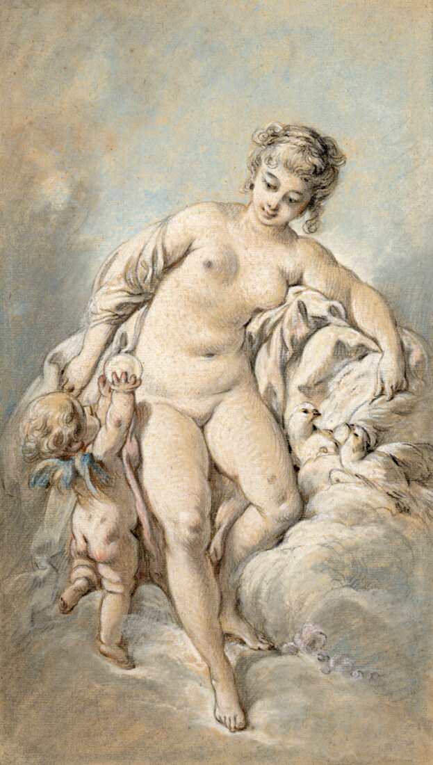 François Boucher, Venus mit Amor und Tauben, 1750er Jahre (Albertina, Wien)
