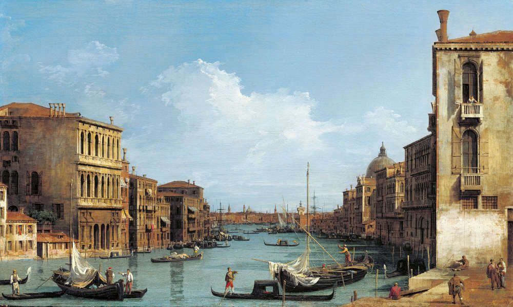 Canaletto, Canal Grande nach Osten vom Campo San Vio nach dem Bacino, um 1727/28, aus einer Serie von zwölf Ansichten des Canal Grande (Royal Collection Trust/© Her Majesty Queen Elizabeth II 2017)