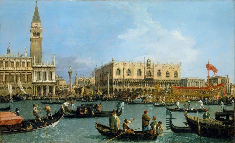 Canaletto, Venedig: Der Bacino di S. Marco zu Christi Himmelfahrt, um 1733/34, Öl/Lw, 76,8 x 125,4 cm (Royal Collection Trust/© Her Majesty Queen Elizabeth II 2016)