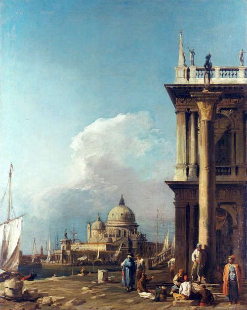 Canaletto, Die Piazzetta in Richtung Santa Maria della Salute, um 1723/24, aus einer Serie von sechs Ansichten von Venedig (Royal Collection Trust/© Her Majesty Queen Elizabeth II 2017)