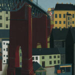 Carl Grossberg, Brücke über die Schwarzbachstraße in Wuppertal, Detail, 1927, Öl auf Holz, 70 x 60 cm (© Von der Heydt-Museum, Wuppertal)