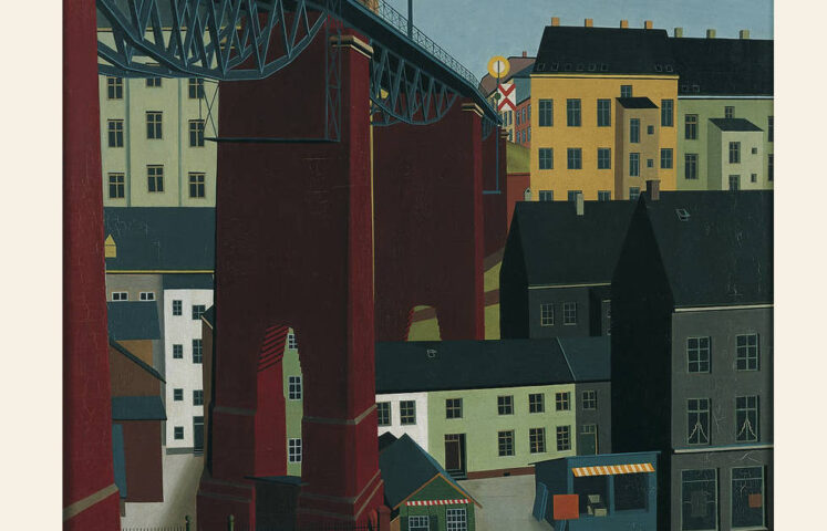 Carl Grossberg, Brücke über die Schwarzbachstraße in Wuppertal, Detail, 1927, Öl auf Holz, 70 x 60 cm (© Von der Heydt-Museum, Wuppertal)
