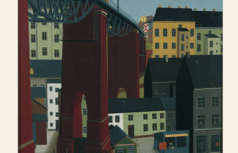 Carl Grossberg, Brücke über die Schwarzbachstraße in Wuppertal, Detail, 1927, Öl auf Holz, 70 x 60 cm (© Von der Heydt-Museum, Wuppertal)