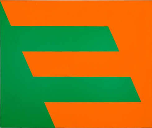 Carmen Herrera, Green and Orange, 1958, Acryl auf Leinwand, 152,4 x 182,9 cm (Sammlung Paul and Trudy Cejas, © Carmen Herrera, Foto: © Kunstsammlung NRW)