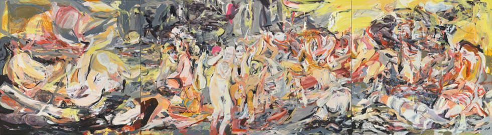 Cecily Brown, Where, When, How Often and with Whom?, 2017, Öl/Leinen, 277 x 1008 cm (3-teilig) (© Cecily Brown. Courtesy of the artist)