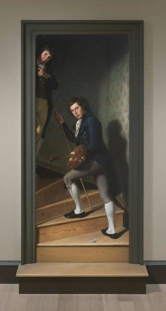 Charles Willson Peale, Staircase Group (Portrait von Raphaelle Peale und Titian Ramsay Peale I), 1795, 227.3 × 100 cm (Philadelphia Museum of Art, The George W. Elkins Collection, 1945)