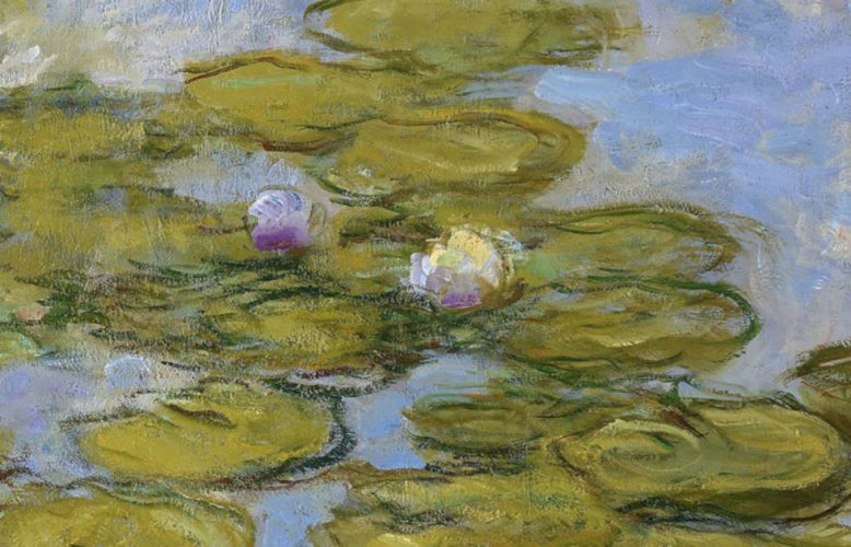 Claude Monet, Nymphéas [Seerosen], Detail, 1916–1919, Öl auf Leinwand, 200 x 180 cm (Fondation Beyeler, Riehen/Basel, Sammlung Beyeler, Foto: Robert Bayer)