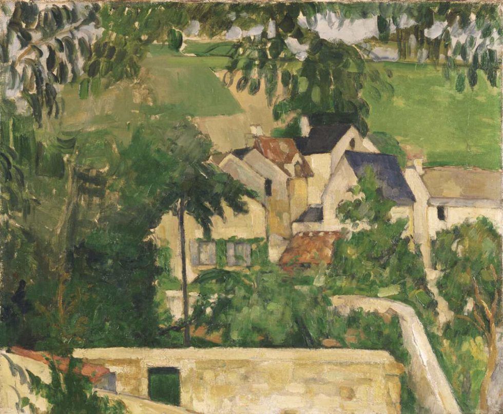 Paul Cézanne, Étude: Paysage à Auvers [Studie: Landschaft in Auvers], um 1873, Öl auf Leinwand, 46.4 x 55.2 cm (vielleicht Philadelphia Museum of Art, The Samuel S. White 3rd and Vera White Collection, 1967)