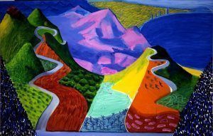 David Hockney, Pacific Coast Highway and Santa Monica, 1990, Öl auf Leinwand, 198 x 304,80 cm, © David Hockney, Photo: Steve Oliver