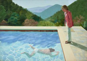 David Hockney, Portrait d’un artiste (Piscine avec deux personnages), 1972, Acryl auf Leinwand, 214 x 305 cm © David Hockney Photo: Art Gallery of New South Wales / Jenni Carter