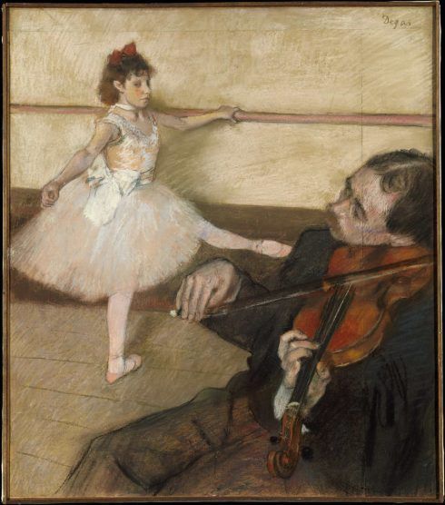 Edgar Degas, Portrait de danseuse, á la leçon [Die Tanzstunde], um 1879, Pastell und Kohle auf Papier, 64.5 x 56.2 cm (Metropolitan Museum of Art, New York, H. O. Havemeyer Collection)