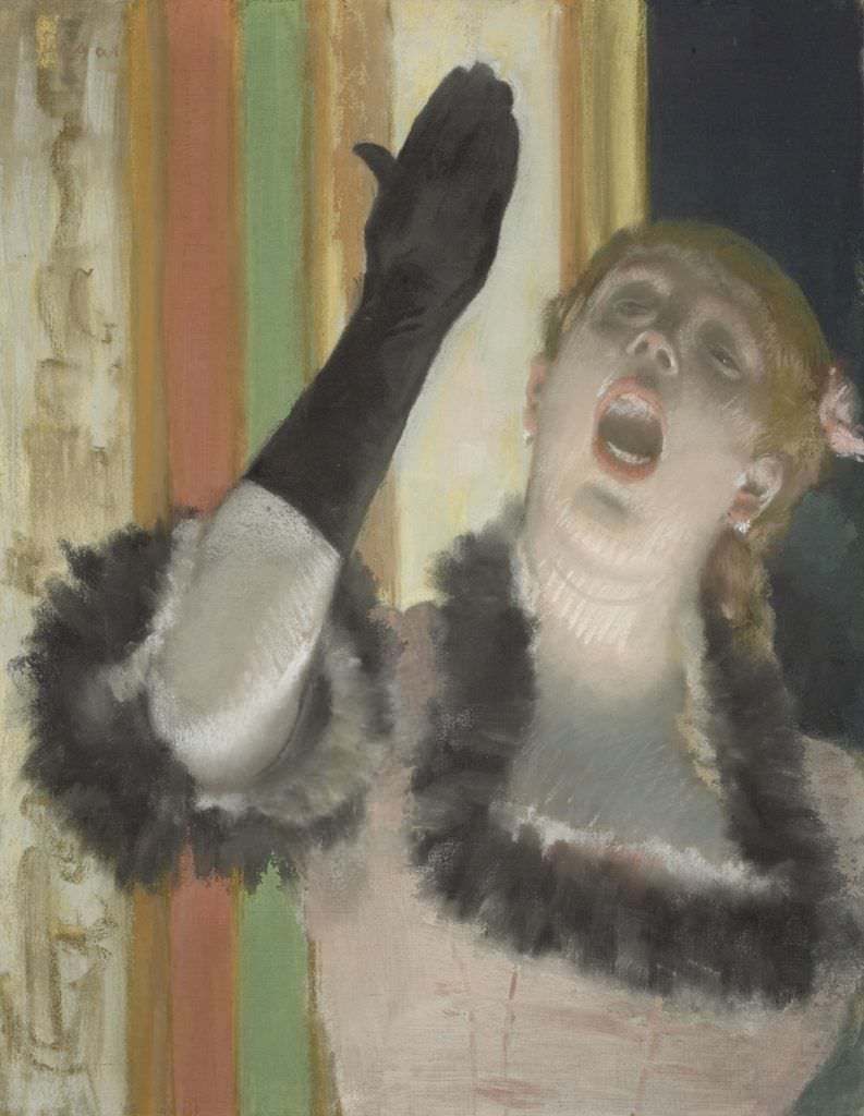 Edgar Degas, Chantreuse de café [Sängerin mit Handschuh], um 1879, Pastell auf Leinwand (Harvard Art Museums/Fogg Museum, Bequest from the Collection of Maurice Wertheim, Class of 1906)