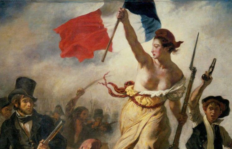 Eugène Delacroix, Die Freiheit führt das Volk, 28 Juli 1830, Freiheit (Musée du Louvre, département des Peintures © Musée du Louvre, dist. RMN / Angèle Dequier)