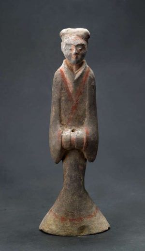 Dienerfigur, Ton, bemalt, Westliche Han-Dynastie, 206 v. u. Z. – 8 n. u. Z., © Shanghai Museum