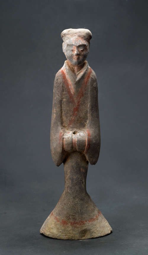 Dienerfigur, Ton, bemalt, Westliche Han-Dynastie, 206 v. u. Z. – 8 n. u. Z., © Shanghai Museum
