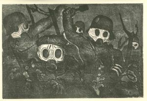 Otto Dix, Sturmtruppe geht unter Gas vor (Detail), 1924, aus: „Der Krieg“ (50 Radierungen in fünf Mappen), 2. Mappe, II, 19,6 x 29,1 cm (Otto Dix Archiv, Bevaix), © VG Bild-Kunst, Bonn 2016