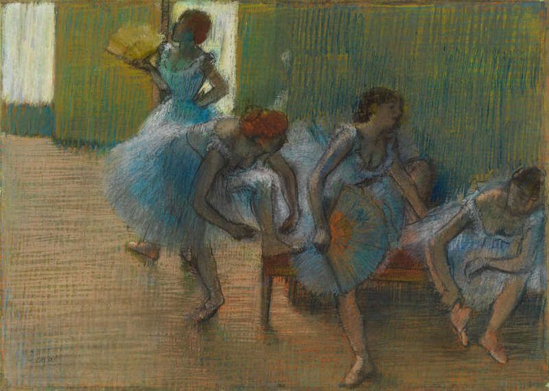 Edgar Degas, Tänzerinnen auf einer Bank, um 1898, Pastell auf Papier, 54.8 × 76 cm (Glasgow Museums: Art Gallery & Museums, Kelvingrove (2441) © CSG CIC Glasgow Museums Collection)