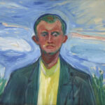 Edvard Munch, Selbstbildnis vor blauem Himmel, 1908, Öl auf Leinwand, 60 x 80,5 cm (Munchmuseet, Oslo)