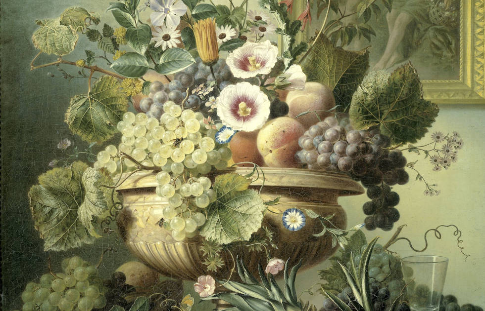 Eelke Jelles Eelkema, Stillleben mit Blumen und Früchten, 1815-1830, Detail