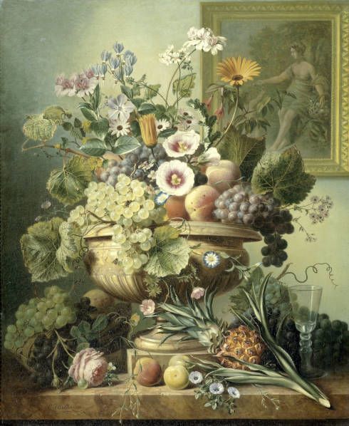 Eelke Jelles Eelkema, Stillleben mit Blumen und Früchten, 1815-1830