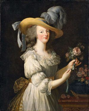 Elisabeth Louise Vigée Le Brun, Marie Antoinette in einem Chemisen Kleid, 1783, Öl auf Leinwand, 89.8 × 72 cm (Hessische Hausstiftung, Kronberg)