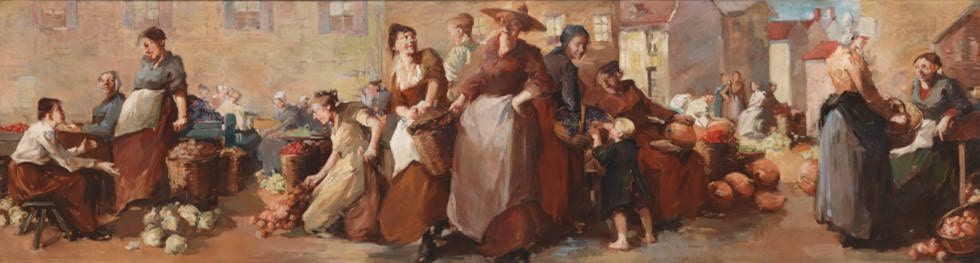 Elizabeth Sparhawk-Jones, The Market, 1905, Öl auf Leinwand, 88.9 x 337.82 cm (Pennsylvania Academy of the Fine Arts, Philadelphia)