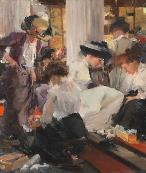 Elizabeth Sparhawk-Jones, The Shoe Shop, um 1911, Öl auf Leinwand, 99,1 x 79,4 cm (The Art Institute of Chicago)