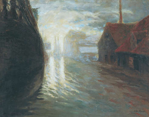 Emil Nolde, Kanal (Kopenhagen), 1902, Öl auf Sackleinen, 65,5 x 83 cm, Fotocredit: Fotowerkstatt Elke Walford, Hamburg, und Dirk Dunkelberg, Berlin Fotobesitz: Nolde Stiftung Seebüll © Nolde Stiftung Seebüll)