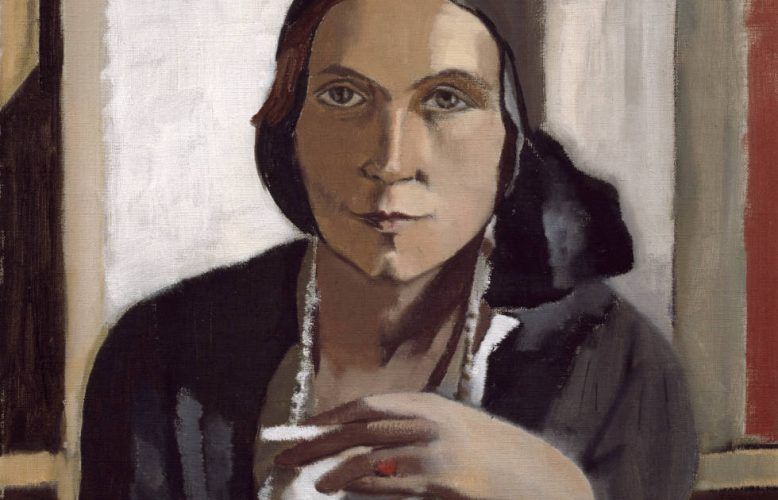 Erna Auerbach, Bildnis einer Frau in Schwarz (Selbstporträt), Detail, 1932, Öl auf Leinwand, 67 x 50 cm (Historisches Museum Frankfurt, Foto: Horst Ziegenfusz)