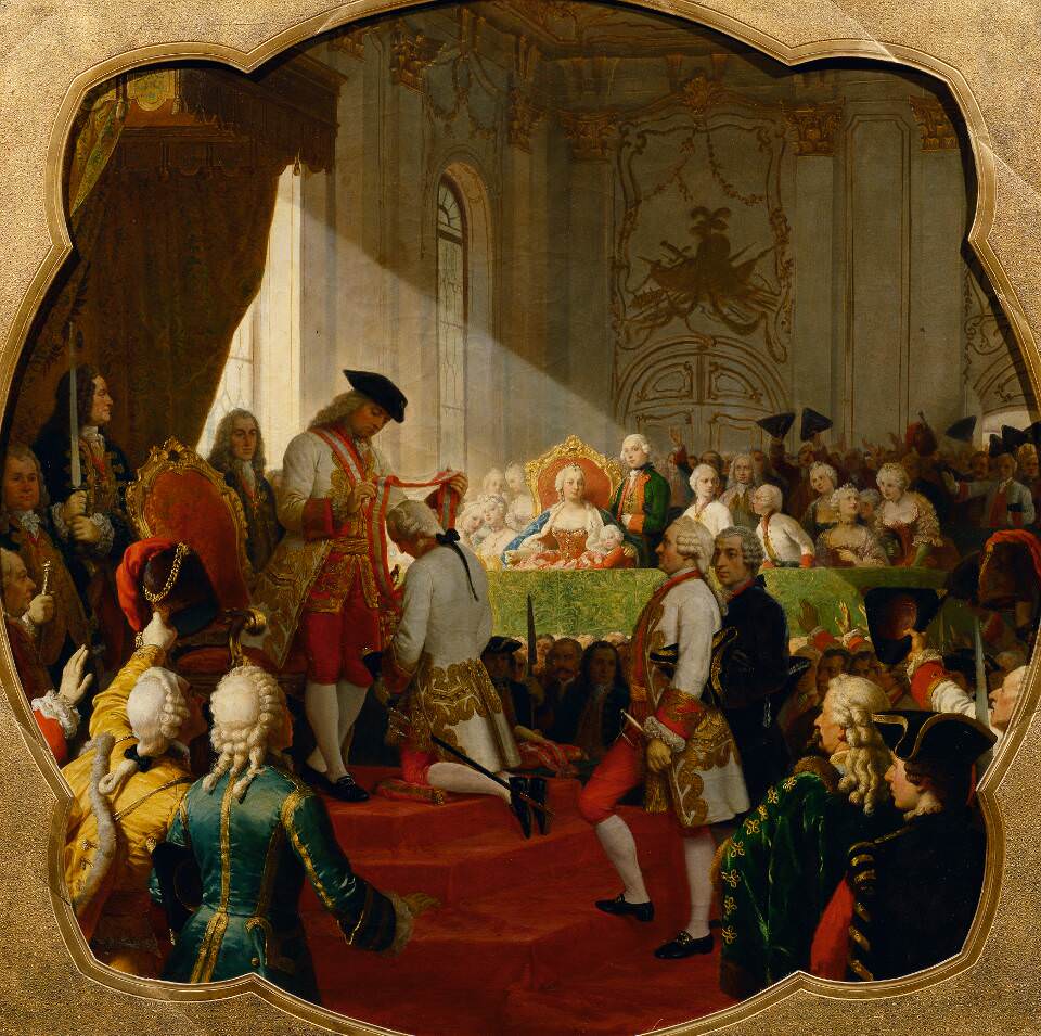 Carl von Blaas, Erste Verleihung des Militär-Maria-Theresien-Ordens durch Kaiser Franz I. Stephan am 7. März 1758 © Belvedere